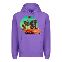 Purple karmann ghia sunset palm love quote Premium Hoodie - Craftify