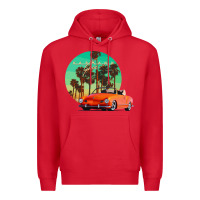 Red karmann ghia sunset palm love quote Premium Hoodie - Craftify