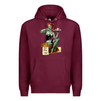 Burgundy Zombie Pin Up Girl Halloween Premium Hoodie - Craftify
