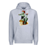 Heather Grey Zombie Pin Up Girl Halloween Premium Hoodie - Craftify