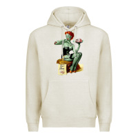 Oatmeal Heather Zombie Pin Up Girl Halloween Premium Hoodie - Craftify