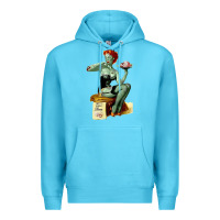 Ocean Blue Zombie Pin Up Girl Halloween Premium Hoodie - Craftify