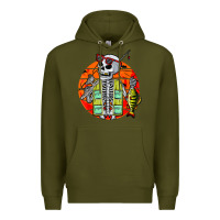 Army Green skeleton fishing lover moon halloween costume fish Premium Hoodie - Craftify