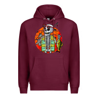 Burgundy skeleton fishing lover moon halloween costume fish Premium Hoodie - Craftify