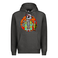 Charcoal Heather skeleton fishing lover moon halloween costume fish Premium Hoodie - Craftify