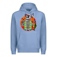 Colony Blue skeleton fishing lover moon halloween costume fish Premium Hoodie - Craftify