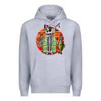 Heather Grey skeleton fishing lover moon halloween costume fish Premium Hoodie - Craftify