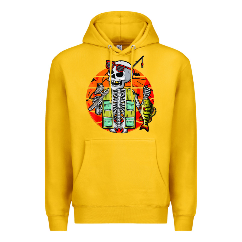 Skeleton Fishing Lover Moon Halloween Costume Fish Premium Hoodie by Craftify | Teevron