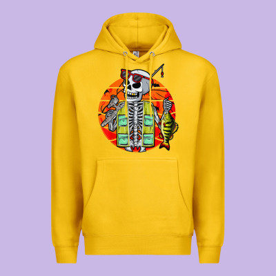 Skeleton Fishing Lover Moon Halloween Costume Fish Premium Hoodie Designed By Craftify