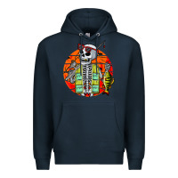 Navy skeleton fishing lover moon halloween costume fish Premium Hoodie - Craftify