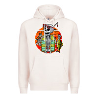 Pale Pink skeleton fishing lover moon halloween costume fish Premium Hoodie - Craftify