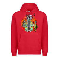 Red skeleton fishing lover moon halloween costume fish Premium Hoodie - Craftify