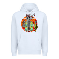 White skeleton fishing lover moon halloween costume fish Premium Hoodie - Craftify