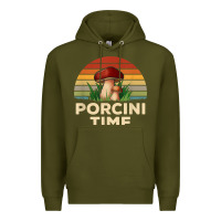 Army Green vintage sunset porcini mushroom hunting boletus edulis t shirt Premium Hoodie - Craftify