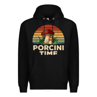 Black vintage sunset porcini mushroom hunting boletus edulis t shirt Premium Hoodie - Craftify
