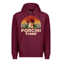 Burgundy vintage sunset porcini mushroom hunting boletus edulis t shirt Premium Hoodie - Craftify