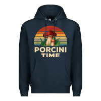Navy vintage sunset porcini mushroom hunting boletus edulis t shirt Premium Hoodie - Craftify