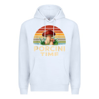 White vintage sunset porcini mushroom hunting boletus edulis t shirt Premium Hoodie - Craftify