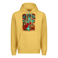 Antique Gold he is risen cross with roses background Premium Hoodie - BarkalooDesign