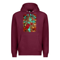 Burgundy he is risen cross with roses background Premium Hoodie - BarkalooDesign