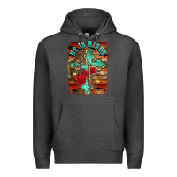 Charcoal Heather he is risen cross with roses background Premium Hoodie - BarkalooDesign