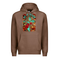 Chestnut he is risen cross with roses background Premium Hoodie - BarkalooDesign