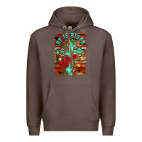 Coffee he is risen cross with roses background Premium Hoodie - BarkalooDesign