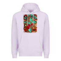 Lilac he is risen cross with roses background Premium Hoodie - BarkalooDesign
