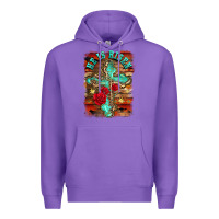 Purple he is risen cross with roses background Premium Hoodie - BarkalooDesign