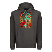 Smoke he is risen cross with roses background Premium Hoodie - BarkalooDesign
