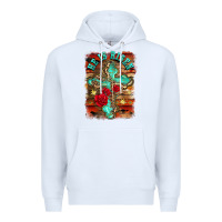 White he is risen cross with roses background Premium Hoodie - BarkalooDesign