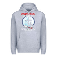Heather Grey fisher of men we catch  em he cleans  em matthew 4 19 Premium Hoodie - Craftify