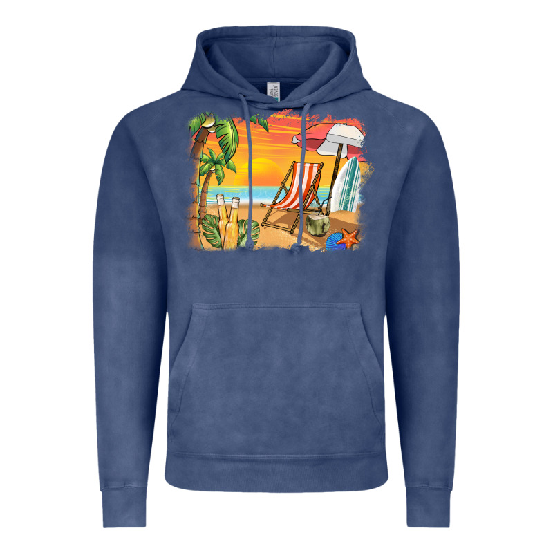 Sunset Beach Background Vintage Hoodie by BarkalooDesign | Teevron