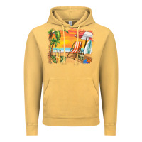 Vintage Mustard sunset beach background Vintage Hoodie - BarkalooDesign