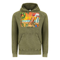 Vintage Olive sunset beach background Vintage Hoodie - BarkalooDesign