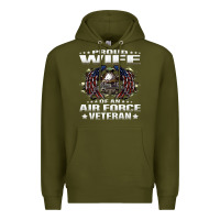 Army Green proud wife of an air force veteran military vet spouse gifts premium m Premium Hoodie - Craftify