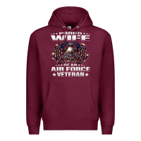 Burgundy proud wife of an air force veteran military vet spouse gifts premium m Premium Hoodie - Craftify