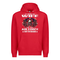 Red proud wife of an air force veteran military vet spouse gifts premium m Premium Hoodie - Craftify