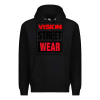 Black VISION STREET WEAR Premium Hoodie - InspiraDesign