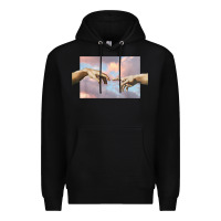 Black creation of adam hands aesthetic t shirt Premium Hoodie - InspiraDesign