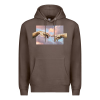 Coffee creation of adam hands aesthetic t shirt Premium Hoodie - InspiraDesign