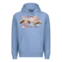 Colony Blue creation of adam hands aesthetic t shirt Premium Hoodie - InspiraDesign