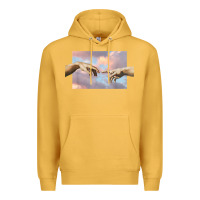 Mustard creation of adam hands aesthetic t shirt Premium Hoodie - InspiraDesign