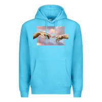 Ocean Blue creation of adam hands aesthetic t shirt Premium Hoodie - InspiraDesign
