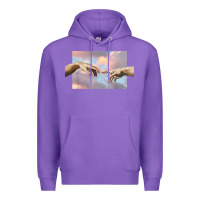 Purple creation of adam hands aesthetic t shirt Premium Hoodie - InspiraDesign