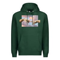 Sports Green creation of adam hands aesthetic t shirt Premium Hoodie - InspiraDesign