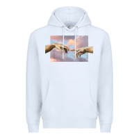 White creation of adam hands aesthetic t shirt Premium Hoodie - InspiraDesign