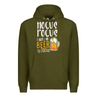 Army Green Hocus Pocus I Need Beer To Focus Funny Halloween Witch 1 Premium Hoodie - InspiraDesign