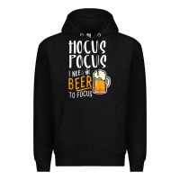 Black Hocus Pocus I Need Beer To Focus Funny Halloween Witch 1 Premium Hoodie - InspiraDesign