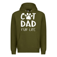 Army Green funny cat dad fathers day gift shirt fur life cat tee Premium Hoodie - InspiraDesign